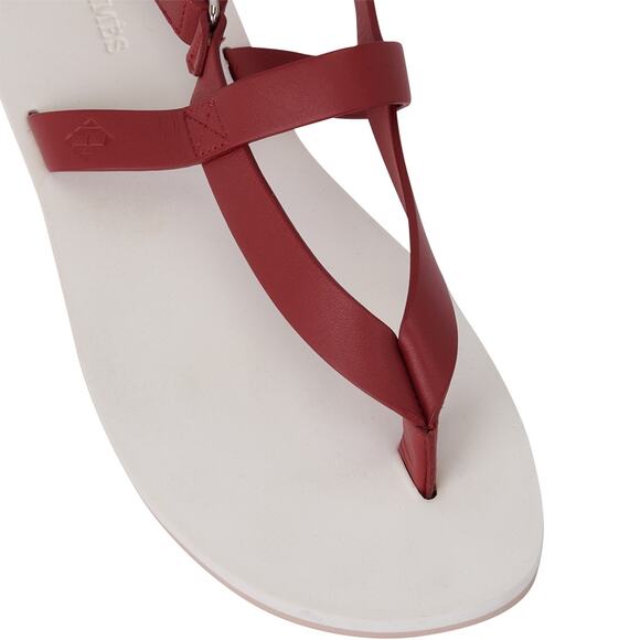 Hermes Tahiti Beach Sandals – Dark Red & White Leather, Size 37.5 - Picture 3 of 5